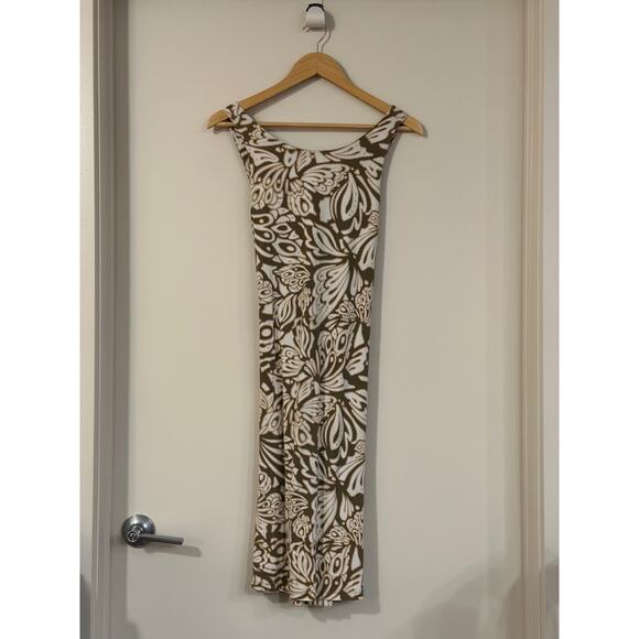 Tommy Bahama Dresses & Skirts - Tommy Bahama Size S/P Taupe White Twist Knot Back Sleeveless Dress Back Keyhole